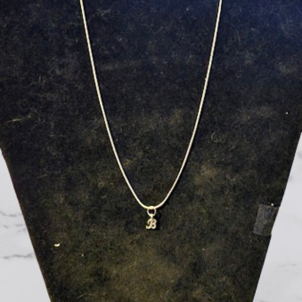 Necklace 'B' Inital Silver Toned Hand Assembled